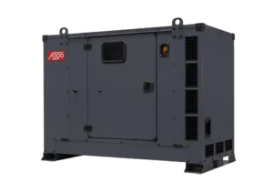 60 kVA FOGO Stationärer Stromerzeuger. Stromerzeuger für den gebraucht als Notstromanlage. Stromerzeuger mit Haube für die Geräuschisolation