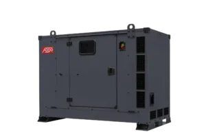80 kVA FOGO Stationärer Stromerzeuger. Stromerzeuger für den gebraucht als Notstromanlage. Stromerzeuger mit Haube für die Geräuschisolation